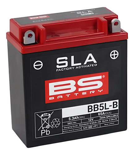 Batería Bs 12 V 5.3 Ah 119x59x130 Bb5l-b Derecho